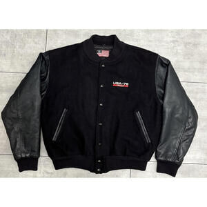 Oracle USA-76 Racing‎ Yacht Wool Leather Letterman Jacket